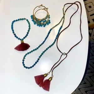 Blue Noonday Beaded Jewelry Set